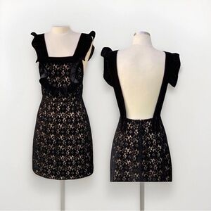Nightcap Clothing by Anthropologie Black Velvet Lace Backless Dress